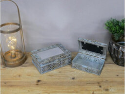 Annibells Ornate Gold Grey Metal Mirrored Ornate Jewellery Box (11515) - Small - thumbnail 2
