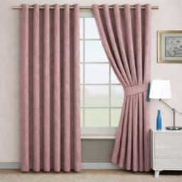 Bedlooms Blush Pink Linen Curtain 100% Blackout Thermal Insulated Eyelet Curtain (Pair) 66 X 90 Inches With Tie Back Two - thumbnail 2