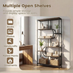 8-Tier Bookshelf Tall Etagere Bookcase W/ Open Storage Shelves - thumbnail 5