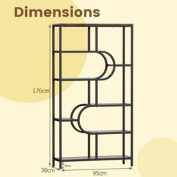 8-Tier Bookshelf Tall Etagere Bookcase W/ Open Storage Shelves - thumbnail 2