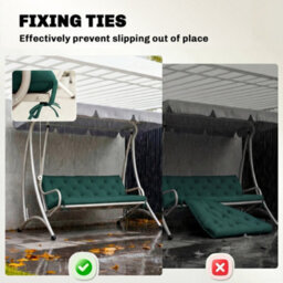 Outsunny 3 Seater Bench Cushion, Garden Chair Cushion With Back, Green - thumbnail 6