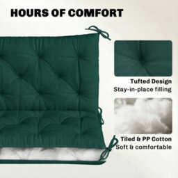 Outsunny 3 Seater Bench Cushion, Garden Chair Cushion With Back, Green - thumbnail 5
