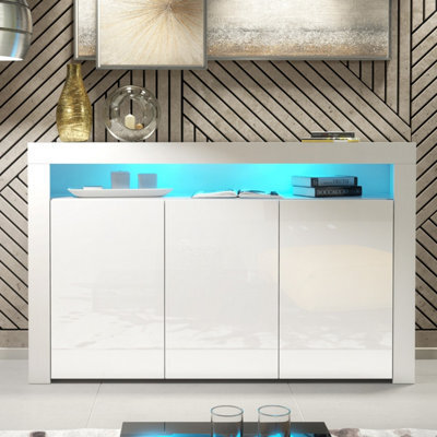 Creative Furniture Aether Sideboard 155Cm - White With Gloss Doors And Led Lights - image 1