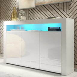 Creative Furniture Aether Sideboard 155Cm - White With Gloss Doors And Led Lights - thumbnail 5
