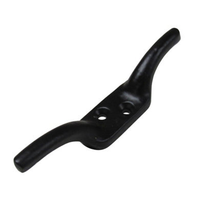 "SecureFix Direct Black Cleat Hooks 5"" X2 (Washing Line Blind Cord Tie Back Trailer Rope)" - image 1