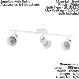 Modern Matt White Ceiling Spot Light With 2 Matching Adjustable Wall Lights For Kitchen - thumbnail 2
