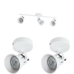 Modern Matt White Ceiling Spot Light With 2 Matching Adjustable Wall Lights For Kitchen