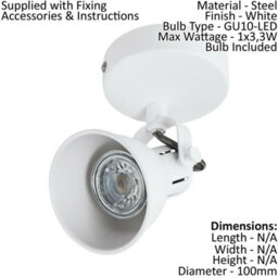 Modern Matt White Ceiling Spot Light With 2 Matching Adjustable Wall Lights For Kitchen - thumbnail 3