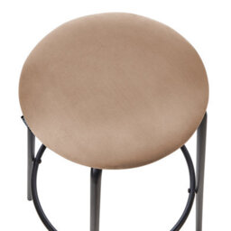 Wyld And Coco Luxeline Velvet Bar Stools Set Of 2 Light Brown With Footrest, Matt Steel Frame, 75Cm Height - thumbnail 5