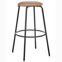 Wyld And Coco Luxeline Velvet Bar Stools Set Of 2 Light Brown With Footrest, Matt Steel Frame, 75Cm Height - thumbnail 4