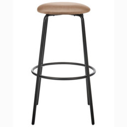 Wyld And Coco Luxeline Velvet Bar Stools Set Of 2 Light Brown With Footrest, Matt Steel Frame, 75Cm Height - thumbnail 1