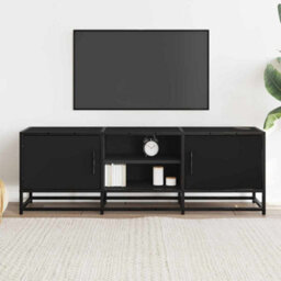 Berkfield Tv Cabinet Black 120X35X41 Cm Engineered Wood And Metal - thumbnail 3