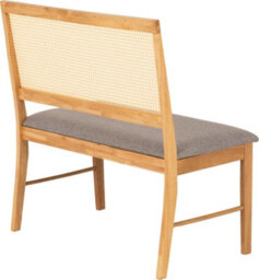 Seconique Ellis 2 Seater Bench In Oak Effect With Rattan Back And Grey Fabric - thumbnail 8