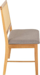 Seconique Ellis 2 Seater Bench In Oak Effect With Rattan Back And Grey Fabric - thumbnail 7