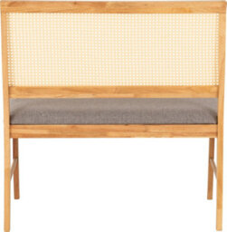 Seconique Ellis 2 Seater Bench In Oak Effect With Rattan Back And Grey Fabric - thumbnail 6