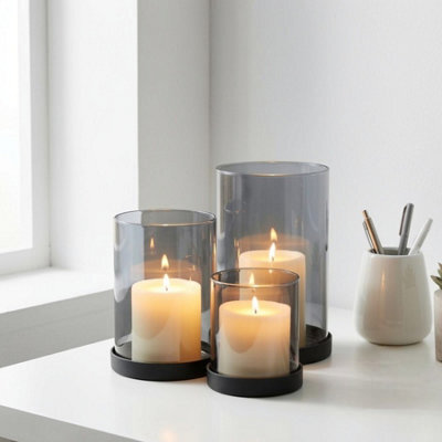 Garden Greatness Trio Smoked Glass Candle Holders - image 1