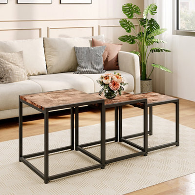 Thehotsale 3Pcs Squae Nesting Coffee Tables Stacking Side Table With Wood Finish - image 1