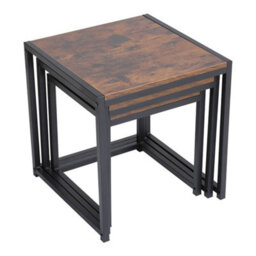 Thehotsale 3Pcs Squae Nesting Coffee Tables Stacking Side Table With Wood Finish - thumbnail 5