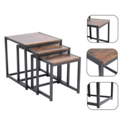 Thehotsale 3Pcs Squae Nesting Coffee Tables Stacking Side Table With Wood Finish - thumbnail 4