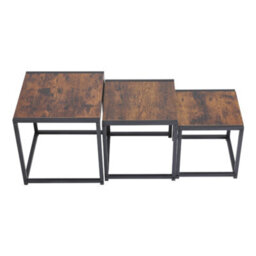 Thehotsale 3Pcs Squae Nesting Coffee Tables Stacking Side Table With Wood Finish - thumbnail 3
