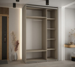 Arte Dakota I Sleek Cashmere Sliding Door Wardrobe 1600mm H2350mm D600mm With Three Sliding Doors, Two Hanging Rails, And Six Shelves - thumbnail 3