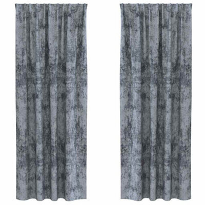 Berkfield Classic Curtain With Curtains 2 Pcs Silver Grey 260 X 140 Cm Velvet - image 1