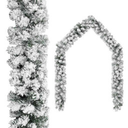 Vidaxl Christmas Garland With Flocked Snow Green 5 M Pvc - thumbnail 1