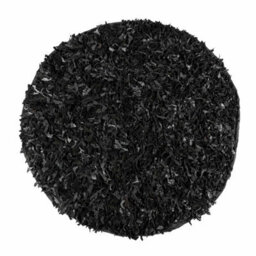 Homescapes Dallas Leather Shaggy Rug Black, 150 Cm Round - thumbnail 1
