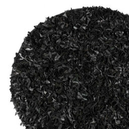 Homescapes Dallas Leather Shaggy Rug Black, 150 Cm Round - thumbnail 2