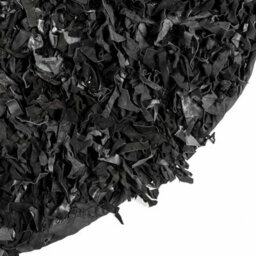 Homescapes Dallas Leather Shaggy Rug Black, 150 Cm Round - thumbnail 3
