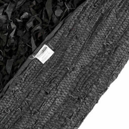 Homescapes Dallas Leather Shaggy Rug Black, 150 Cm Round - thumbnail 6