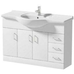 Aveli Floorstanding 1200mm Bathroom Vanity Unit & Basin Sink Gloss White Tap And Waste - thumbnail 3