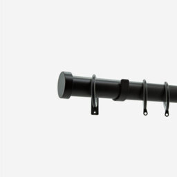 Matt Black 28mm Stud Fixed Length Metal Curtain Pole  260Cm - thumbnail 2