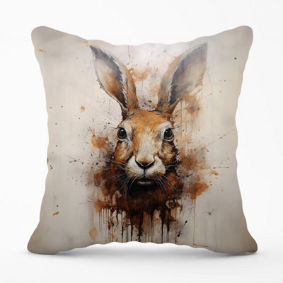 Warren Reed Designer Watercolour Hare Face Outdoor Cushion 45Cm X 45Cm - image 1