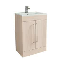 Plum&clay Novela Light Wood Floor Standing Vanity Unit With Glass Basin (W)600mm - thumbnail 3