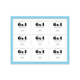 20X16 Inch 9 Opening Photo Collage Frame, Display Nine 6X4 Inch Photos, Multi Aperture Family Picture Frame, Light Blue - thumbnail 2