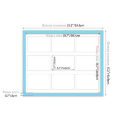 20X16 Inch 9 Opening Photo Collage Frame, Display Nine 6X4 Inch Photos, Multi Aperture Family Picture Frame, Light Blue - thumbnail 4
