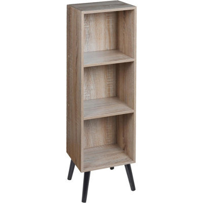 Urbn-Living Urbnliving 80Cm Height 3 Tier Antique Oak Wooden Storage Cube Bookcase Scandinavian Style Black Legs - image 1