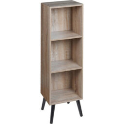 Urbn-Living Urbnliving 80Cm Height 3 Tier Antique Oak Wooden Storage Cube Bookcase Scandinavian Style Black Legs - thumbnail 1
