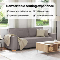 Vidaxl 3-Seater Sofa With Cushion Taupe Fabric - thumbnail 8