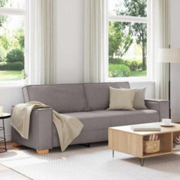 Vidaxl 3-Seater Sofa With Cushion Taupe Fabric - thumbnail 1