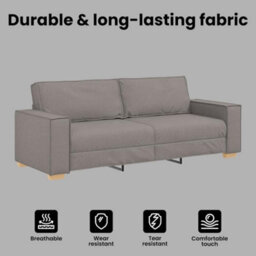 Vidaxl 3-Seater Sofa With Cushion Taupe Fabric - thumbnail 7