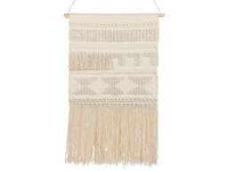 Beliani Beige Handwoven Cotton Geometric Wall Hanging With Tassels, Rectangular Vertical 51 X 103 Cm - thumbnail 1