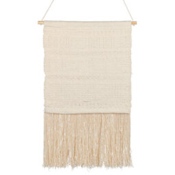 Beliani Beige Handwoven Cotton Geometric Wall Hanging With Tassels, Rectangular Vertical 51 X 103 Cm - thumbnail 4