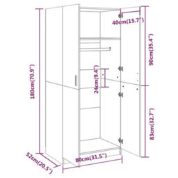 Berkfield Wardrobe Grey Sonoma 80X50X180 Cm Engineered Wood - thumbnail 8