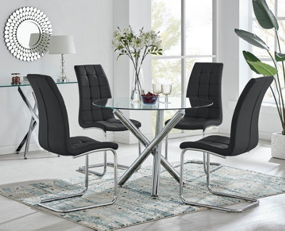Furniturebox Uk Selina Round Dining Table And 4 Black Murano Chairs - image 1