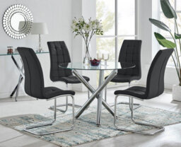 Furniturebox Uk Selina Round Dining Table And 4 Black Murano Chairs - thumbnail 1