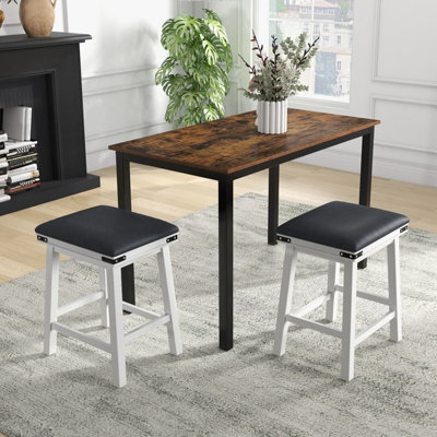 Costway Set Of 2 Bar Stools Pu Leather Padded Backless Counter Height Chair-White - image 1