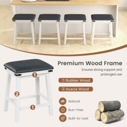 Costway Set Of 2 Bar Stools Pu Leather Padded Backless Counter Height Chair-White - thumbnail 6