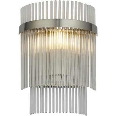 Loops Indoor Polsihed Nickel Plate Wall Light - Clear Glass Rod Decorative Shade - Dimmable - image 1
